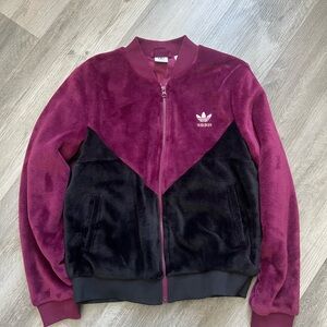 Adidas Maroon and Black Fleece Jacket